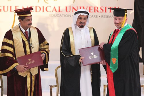 His Highness Sheikh Humaid Bin Rashid Al Nuaimi Awards 177 degrees at the 15th Convocation Ceremony of Gulf Medical University